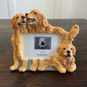 E&S Imports Golden Retriever 3D Resin Picture Frame 4x6 Horizontal Dog Decor